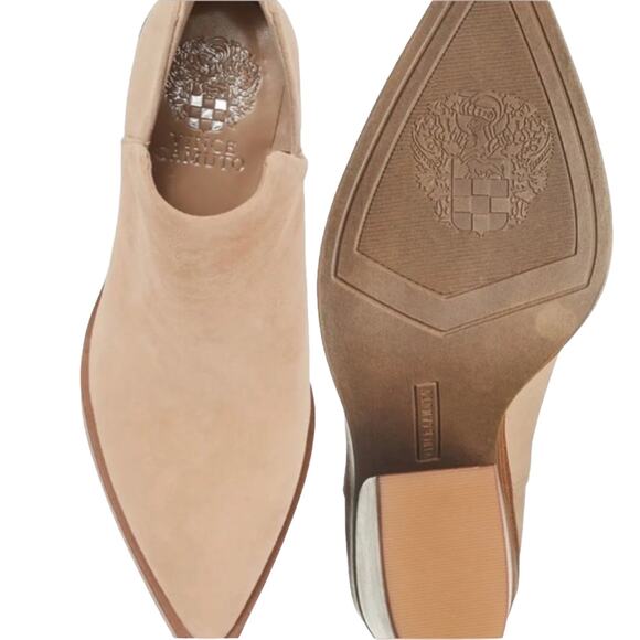 Vince Camuto Gigietta Taupe Ankle Boot Size 11 Suede Pointed Toe Cuban Heel New - Picture 6 of 7